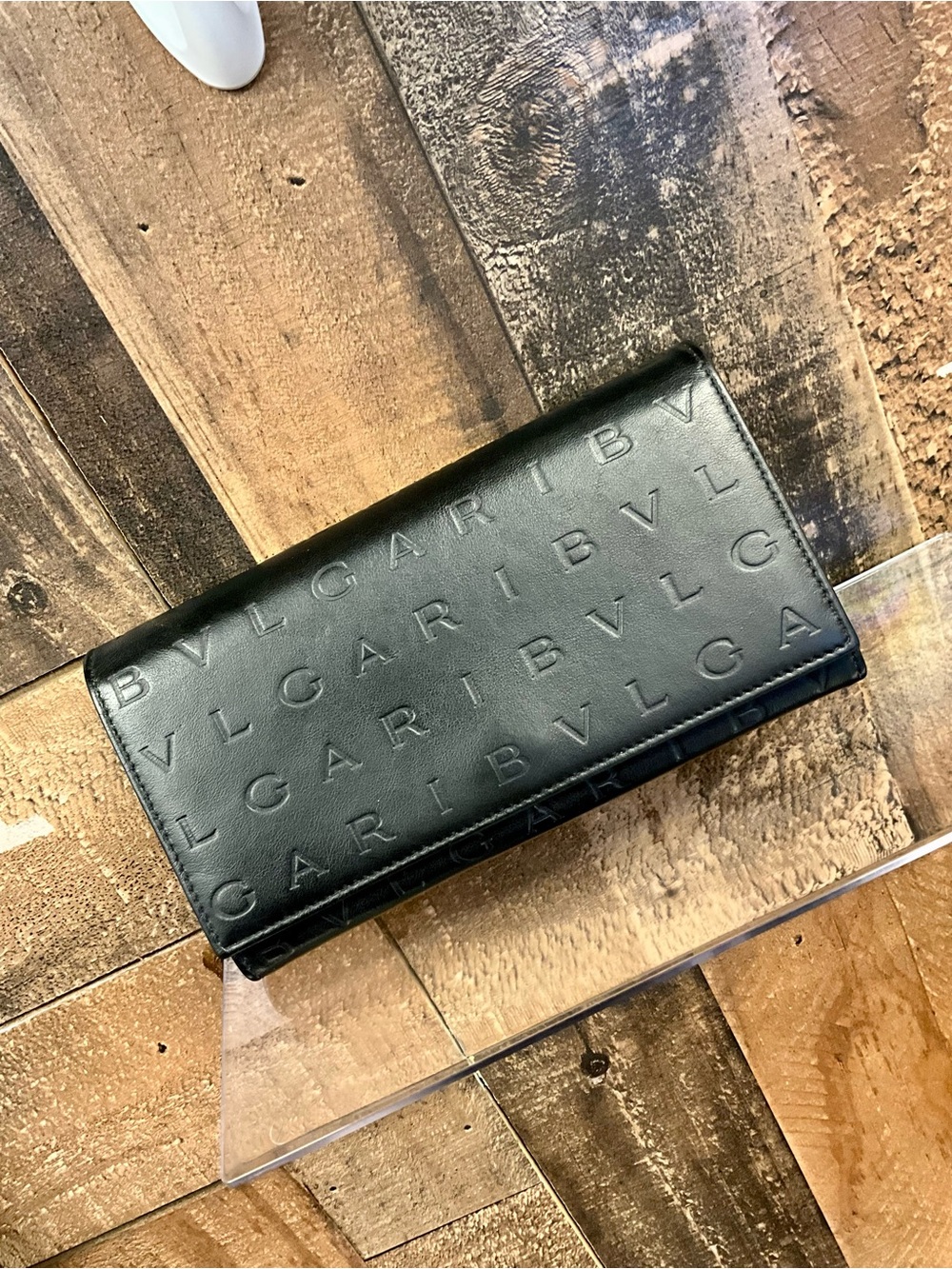 Bulgari Embossed Logo Black Leather Women’s Wallet